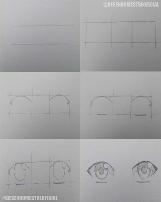 Desenhando Olhos de Anime  Passo a passo [Iniciante] - Desenho Mestre